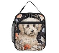 Hand Drawn Garden Dog Lunch Bag for Adults - Reusable Insulated Lunchbox, Leakproof Small Lunch Box Tote for Men & Women, Portable Food Cooler Bag for Work, Office, Picnics