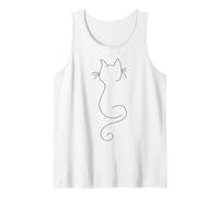 Hand Drawn One Line Art Cat Camiseta sin Mangas