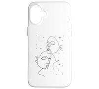 Hand Drawn One Line Art Faces Carcasa para iPhone 16 Plus
