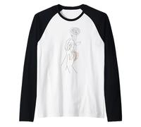 Hand Drawn One Line Art Rose Camiseta Manga Raglan