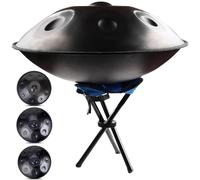 Hand Drum Steel Drum Percusión - Handpan Drum De 22 Pulgadas, Tambor De Mano De Armonía De 9/10/12 Notas, Para Sanación Sonora, Meditación Y Yoga(BLACK-10 NOTES,432Hz)