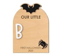 Hand Footprint Kit, Wooden Halloween Keepsake Ornament, 7,09 x 10,24 pulgadas Inkless Print Pad Set, Memory Art Craft for, for Nursery, Family, Mom, Dad, Christmas