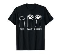 Hand Game Rock Paper Scissors Cute Paw Funny Cat Men Women Camiseta