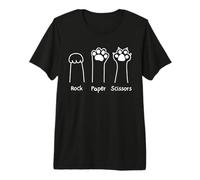 Hand Game Rock Paper Scissors Cute Paw Funny Cat Men Women Camiseta Premium