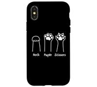 Hand Game Rock Paper Scissors Cute Paw Funny Cat Men Women Carcasa para iPhone X/XS