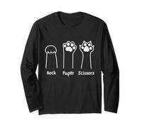 Hand Game Rock Paper Scissors Cute Paw Funny Cat Men Women Manga Larga