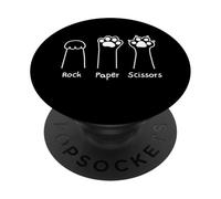 Hand Game Rock Paper Scissors Cute Paw Funny Cat Men Women PopSockets PopGrip Adhesivo
