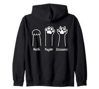 Hand Game Rock Paper Scissors Cute Paw Funny Cat Men Women Sudadera con Capucha
