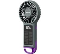 Hand Held Fan 3-Speed Digital Display Solar Powered Rechargeable Quiet