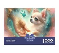 Hand Holding Chihuahua in Heart-Shaped Aura Cartón De Bordes Lisos Excelente para Relajación Mental, Entrenamiento Cerebral Y Reducción De Estrés 52x38cm/1000pcs