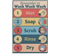 Hand Hygiene Poster for Kids How to Wash Hands Steps Educational Health Chart School Nurse Office Decor Daycare Classroom Sign(Unframed,12x18inch(30x45cm))