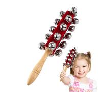 Hand Jingle Bells - Classroom Bell Instrument | Easy Grip Jingle Bells | Musical Percussion Instrument, Wooden Handle Bells For Kids & Adults, Christmas Party Favor, Rhythm & Dance Accessory