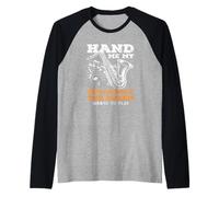 Hand Me My Saxophone Queen Jazz Jazz Saxofonista Camiseta Manga Raglan