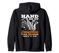 Hand Me My Saxophone Queen Jazz Jazz Saxofonista Sudadera con Capucha