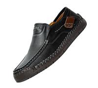 Hand Men's Shoes Outdoor Casual Shoes A Stirrup Flat Bottom Leather Shoes Spring Help Large Size Border Cowhide Zapatos Hombre 48 Zapatillas, Negro , 39 EU