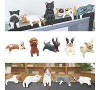 Hand-Painted Mini Cat Desk Figurines - Set of 5 Cute Cartoon Kitty Companions,Mini Resin Cat Figurines,Desk Funny Cartoon Ornament for Car Dashboard Computer Monitor Office Desk Decor (C)