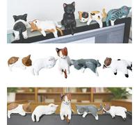 Hand-Painted Mini Cat Desk Figurines - Set of 5 Cute Cartoon Kitty Companions,Mini Resin Cat Figurines,Desk Funny Cartoon Ornament for Car Dashboard Computer Monitor Office Desk Decor (B)