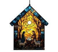 Hand-Painted Stained Glass - Indoor Jesus Window Decor, Long Lasting Stained Glass, Window Suncatchers for Window, Vibrant Colors Garden Suncatchers Holiday Decorations for Living Room