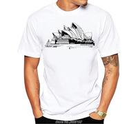 Hand Painted Sydney Opera House T-Tshirts Camisetas y Tops Men's Summer Fashion Simple T Tshirts Camisetas y Tops Casual White Print Male Top Tees Harajuku Streetwear White(Large)