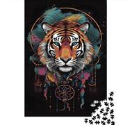 Hand-Painted Tiger Paper 1000 Pieces Jigsaw Puzzle for Adults Thickened Eco Material Mind Exercise Animal Wall Art Paper Puzzle Home Decor 38x26cm/1000pcs