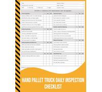 Hand Pallet Truck Daily Inspection Checklist: Manual Pallet Jack Pre-Use Safety & Maintenance Log Book for Warehouse, Factory, and Distribution Centers.