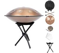 Hand pan 22 Pulgadas 9 Notas Tambor de Acero, Tambor Handpan Drum en D Menor con Mazos, Instrumento de Percusión con Bolsa de Transporte para Yoga, Meditación, Musical(Gold,432hz 9 Notes)