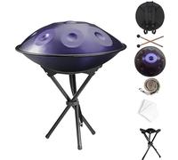 Hand pan 22 Pulgadas 9 Notas Tambor de Acero, Tambor Handpan Drum en D Menor con Mazos, Instrumento de Percusión con Bolsa de Transporte para Yoga, Meditación, Musical(Dark Purple,432hz 12 Notes)
