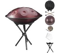 Hand pan 22 Pulgadas 9 Notas Tambor de Acero, Tambor Handpan Drum en D Menor con Mazos, Instrumento de Percusión con Bolsa de Transporte para Yoga, Meditación, Musical(Purple,440hz 9 Notes)