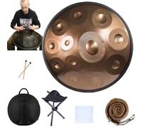 Hand Pan Drum Sound Resonance Handpan Drums En Acero 432hz /440hz D Minor 9/10/12 Notas Instrumento De Percusión Con 2 Mazos, Soporte(Color:Gold,Size:12 Notes(440HZ))