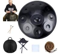 Hand Pan Drum Sound Resonance Handpan Drums En Acero 432hz /440hz D Minor 9/10/12 Notas Instrumento De Percusión Con 2 Mazos, Soporte(Color:Negro,Size:10 Notes(440HZ))
