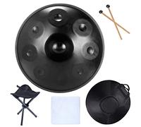 Hand-pan Tongue Drum Instrumento de percusión de tambor de mano de acero de 22 "con estuche blando, soporte, mazos y tambor de meditación de tela antipolvo para entusiastas d