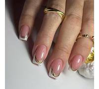 Hand Press on Nails Kurz,Almond Dunkelel Rot Burgundy French Blumen Floral Gold Aura Sommer Fake Nails mit Nagelkleber,Dark Wine Red Flowers INS künstliche Fingernägel