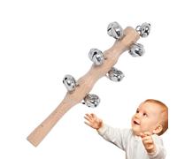 Hand Shaker Bells - 19 x 5 x 2 cm Percussion Musical Instrument Shaker Toy Rattle - Improves Musical Awareness Jingle Bells Stick With Wooden Handle For Dancing Concerts Stage Performance Birthday