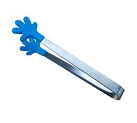 Hand Shape Food Tongs with Silicone Tips | Heat Tolerant & Simple to Maintain Stainless Steel Tongs for Ice/Fruits/Sugar | Blue Mini Kitchen Tongs, 13cm