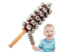 Hand Sleigh Bells - Wooden Jingle Hand Bells Durable Craft Material , Easy Grip Handle , Percussion Rattles , Music Learning Instrument | Children's Early Education Teaching Aids For Home