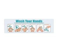 Hand Washing Instruction Label - Adhesive Hygiene Safety Sign for Restaurants, Kitchens Decals with Easy to Read Icons, Informative Sticker for Public Restroom, Sink, Offices, Business 15x4.3in