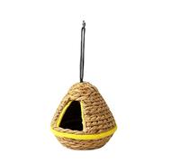 Hand Woven Bird House, Hangable Nesting Shelter for Comfort Rest and Breeding Support Function, Natural Fiber Hummingbird Cage Alternative for Macaw African Grey Parrot Lovebird Finch Outdoor Garden