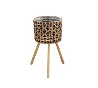 Hand-Woven Flower Stand Wooden Rattan Floor-Standing Balcony Plant Pot Living Room Green Plant Basket 25CM