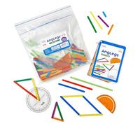 hand2mind AngLegs - Juego para grupos pequeños con 8 transportadores, manipuladores geométricos, formas geométricas para aula, materiales de matemáticas Montessori, herramientas de enseñanza de
