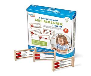 hand2mind Mini Juego de Clase Rekenrek de Madera de 20 Cuentas, Estante de números para niños, ábaco para niños, contadores de matemáticas, Juguetes educativos para Primaria, manipuladores de