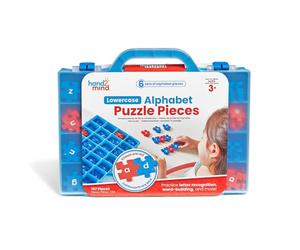 hand2mind Piezas de Rompecabezas del Alfabeto en minúsculas, Juguetes de ortografía para niños de 3 a 5 años, Rompecabezas de construcción de Palabras, reconocimiento de Letras para preescolares