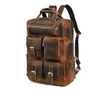 Handadsume Mochila de viaje grande de piel auténtica Crazy Horse para hombre 1965, The 1170 Brown, L, Mochila retro vintage