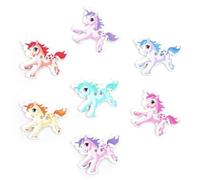 Handarbeit-Lieblingsladen 20 botones de madera con diseño de unicornio, multicolor, mezcla aleatoria de 30 x 31 mm, 2 agujeros, coloridos botones de animales para coser, manualidades, unicornios