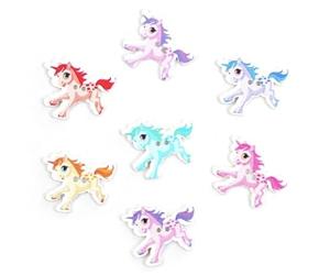 Handarbeit-Lieblingsladen 20 botones de madera con diseño de unicornio, multicolor, mezcla aleatoria de 30 x 31 mm, 2 agujeros, coloridos botones de animales para coser, manualidades, unicornios