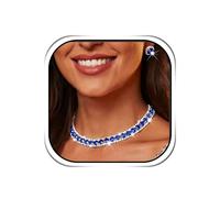 Handcess Juego de joyas de boda para novia, collar y aretes con diamantes de imitación, collar brillante para novia para mujer, talla única, Perla sintética, No es una piedra preciosa