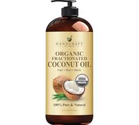 Handcraft Blends Aceite de coco fraccionado orgánico, 100% puro y natural, aceite de baño y cuerpo, aceite portador de grado premium, piel, cabello, cuerpo, masaje, sin hexano, 473 ml