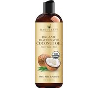 Handcraft Blends Aceite de coco fraccionado orgánico, 236 ml, 100% puro y natural, aceite portador de grado premium para piel y cabello, cabello y cuerpo, masaje