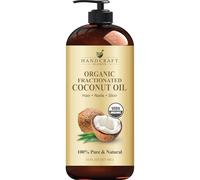 Handcraft Blends Aceite de coco fraccionado orgánico, 473 ml, 100% puro y natural, aceite portador de grado premium para piel y cabello, cabello y cuerpo, masaje
