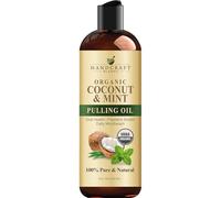 Handcraft Blends Aceite de coco orgánico, enjuague bucal, 236 ml | 100% puro y natural, con aceite de menta, sin alcohol ni flúor, para un aliento fresco, salud bucal, dientes y encías más
