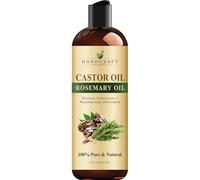 Handcraft Blends Aceite de ricino con aceite de romero 236 ml | 100% puro y natural | Aceite portador de grado premium | Cabello, pestañas y cejas | Cabello y cuerpo
